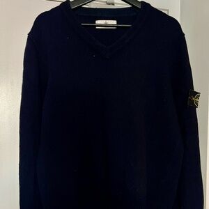 Stone Island 80% Wool 20% Polyamide XL V-Neck Sweater